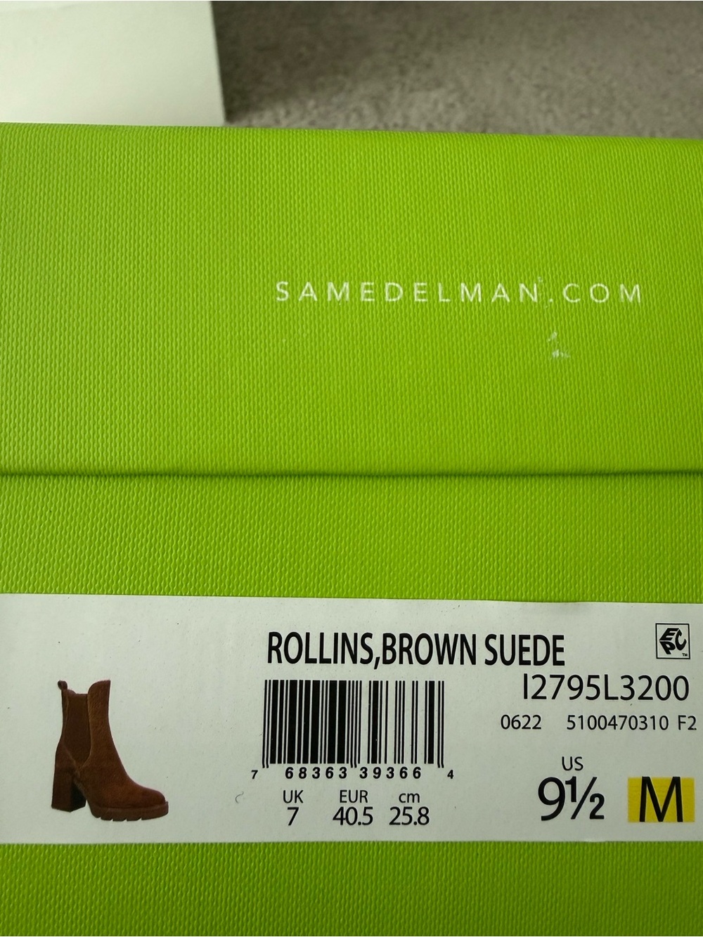 Sam Edelman Chestnut Suede Lug Sole Block Heel Booties Size 9.5 - Picture 9 of 13